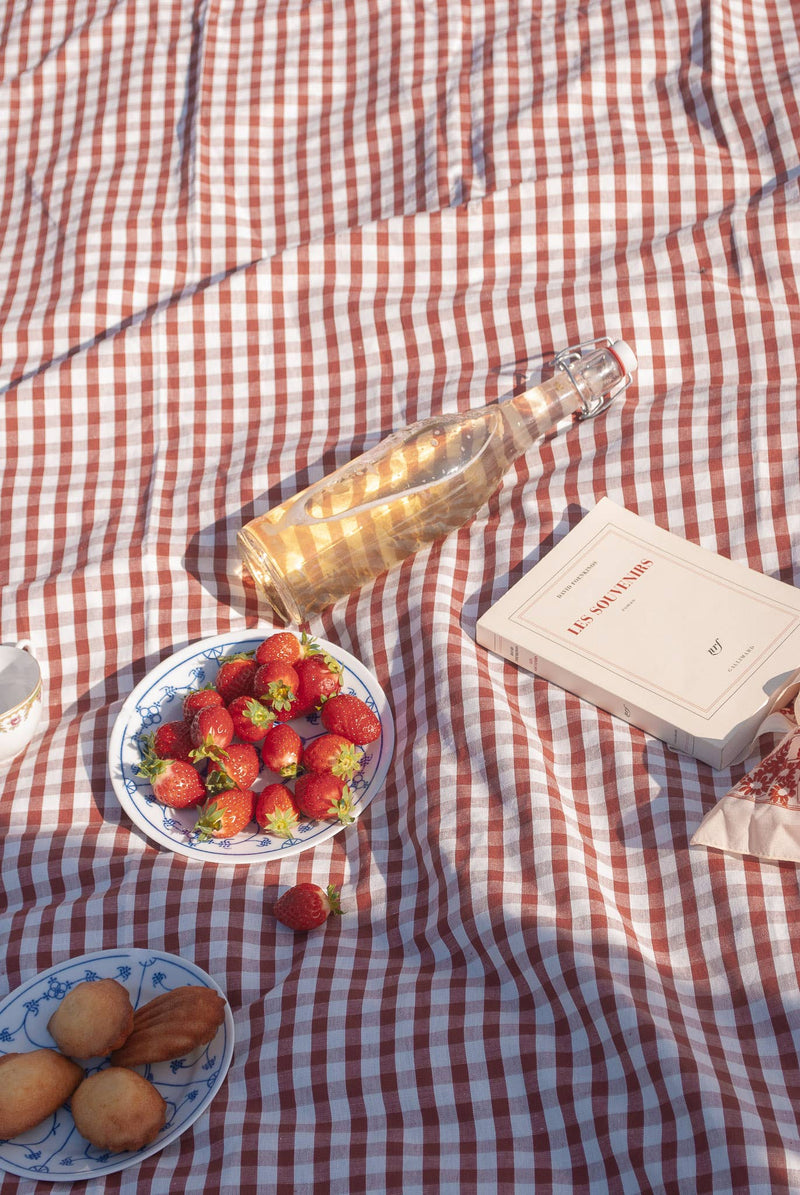 Nappe vichy Rouille en lin et coton