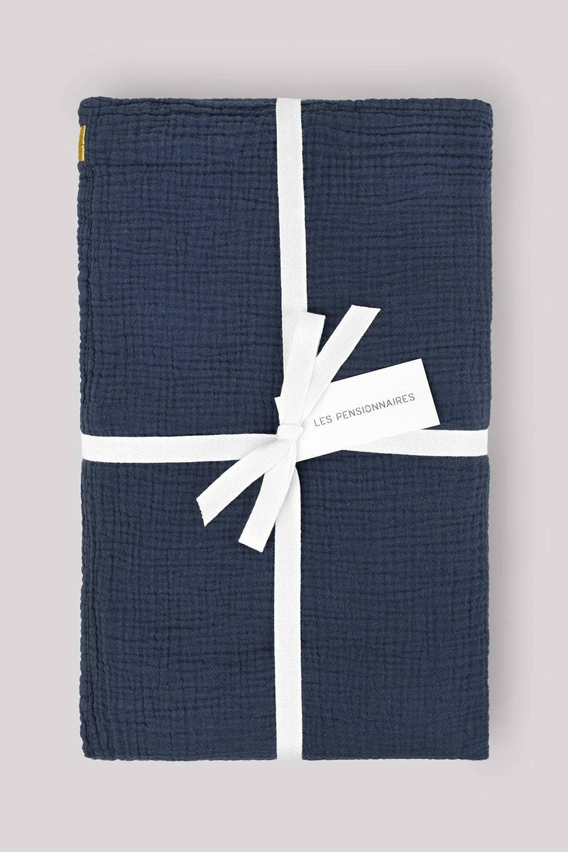 Nappe en double gaze de coton Bleu orage