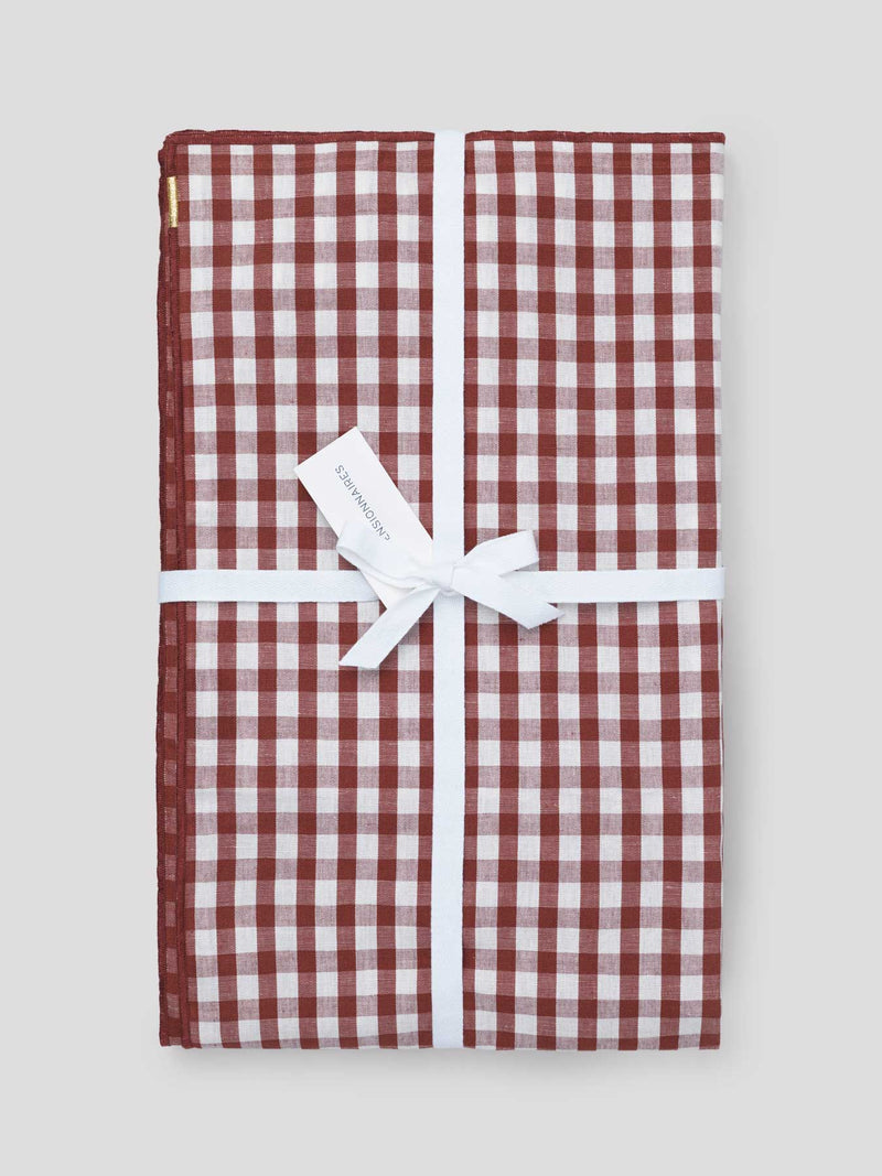 Nappe vichy Rouille en lin et coton
