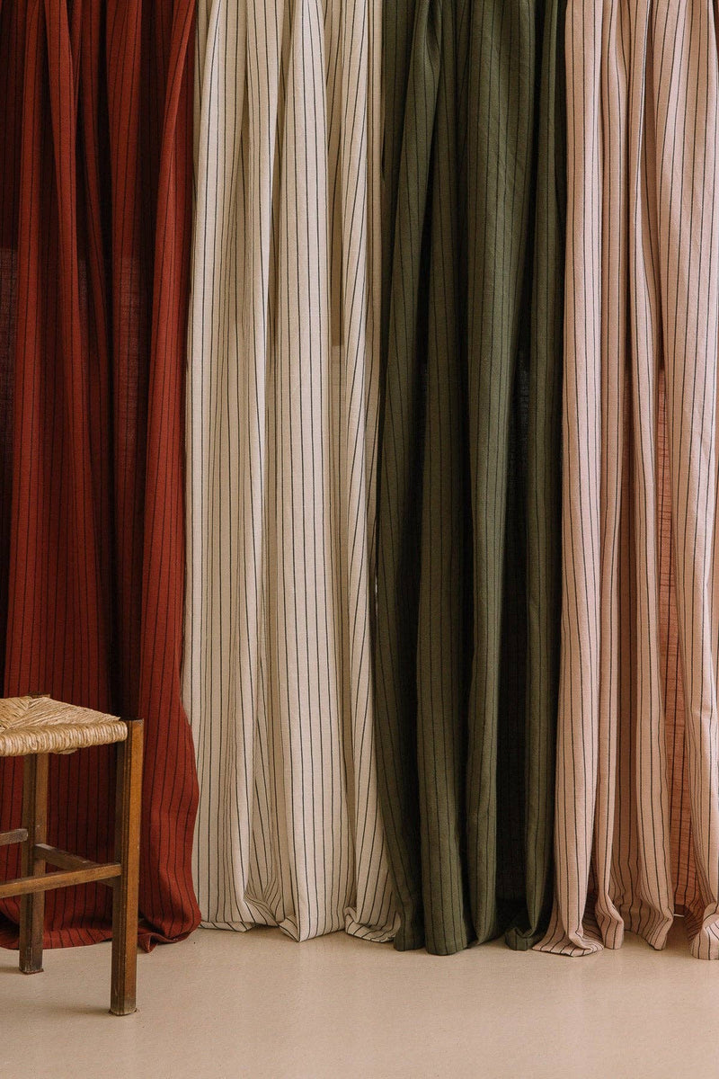 Nappe Rose délicat à rayures en coton flammé